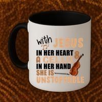 Jesus In Her Heart Cello In Her Hand Coffee Mug thumb 2