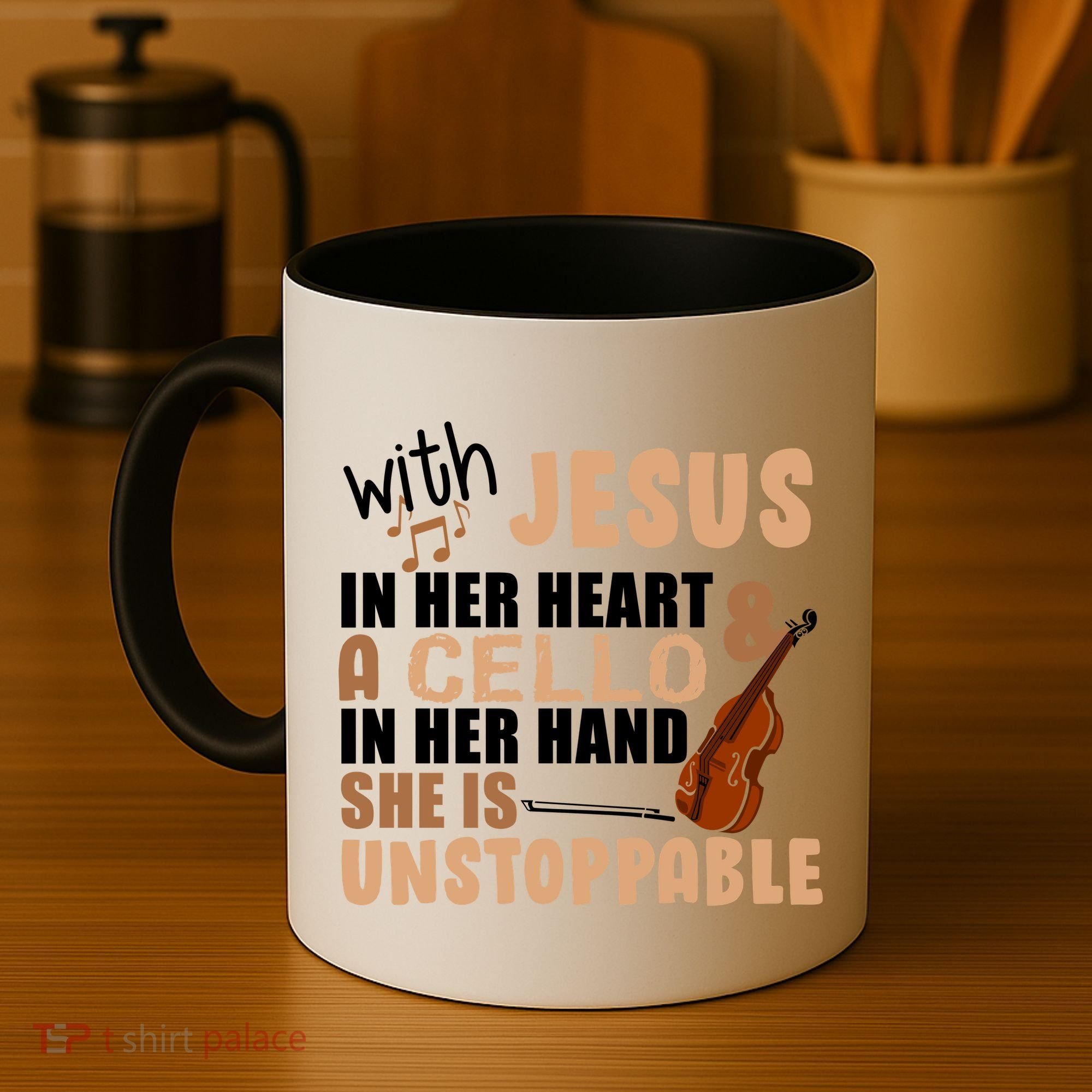 Jesus In Her Heart Cello In Her Hand Coffee Mug