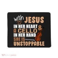 Jesus In Her Heart Cello In Her Hand Mousepad thumb 0