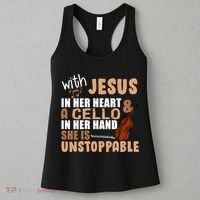 Jesus In Her Heart Cello In Her Hand Women's Tank Top thumb 3