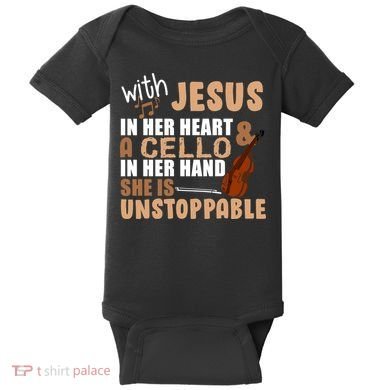 Jesus In Her Heart Cello In Her Hand Baby Bodysuit