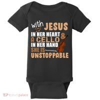 Jesus In Her Heart Cello In Her Hand Baby Bodysuit thumb 0