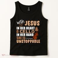 Jesus In Her Heart Cello In Her Hand Tank Top thumb 2