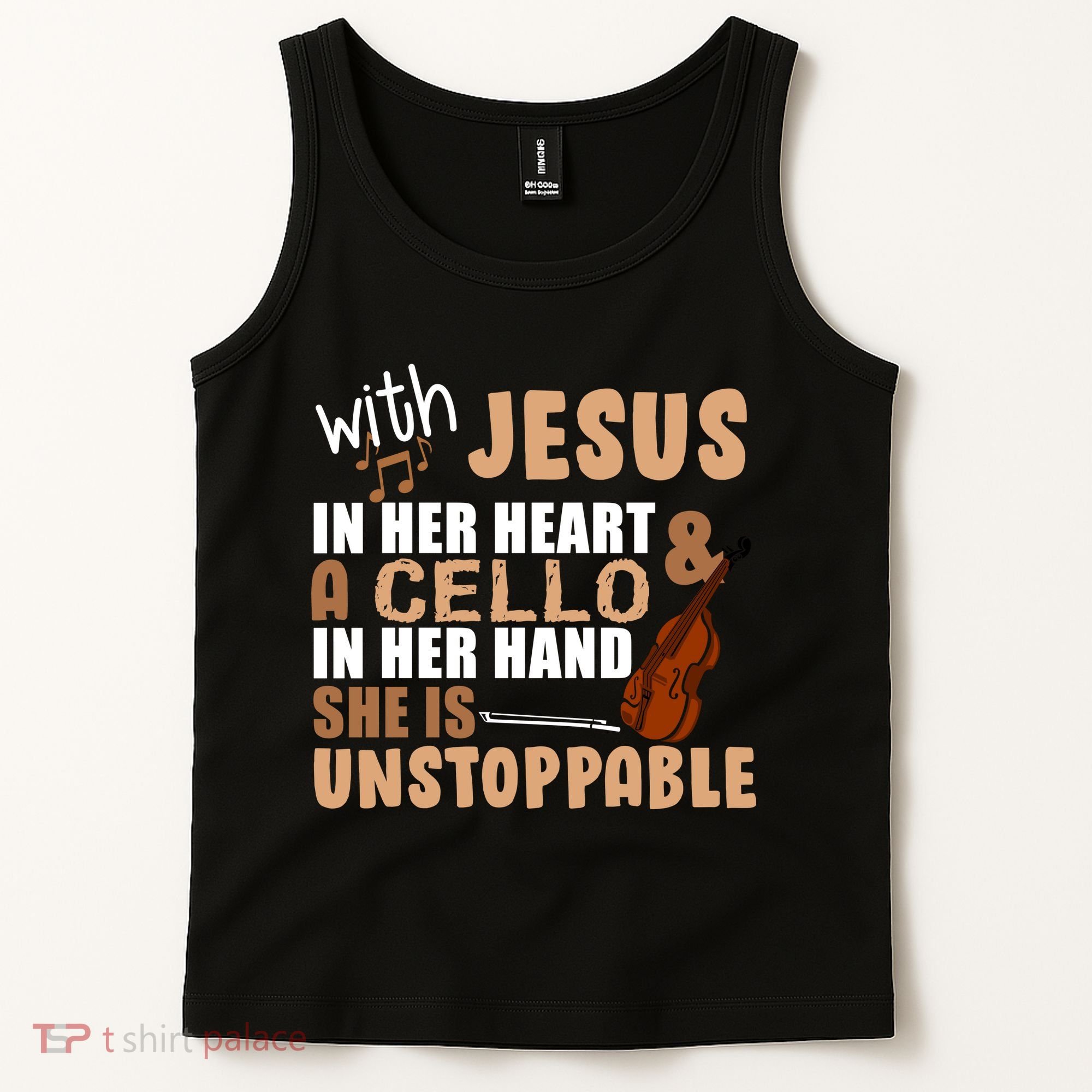 Jesus In Her Heart Cello In Her Hand Tank Top