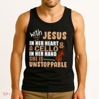 Jesus In Her Heart Cello In Her Hand Tank Top thumb 3