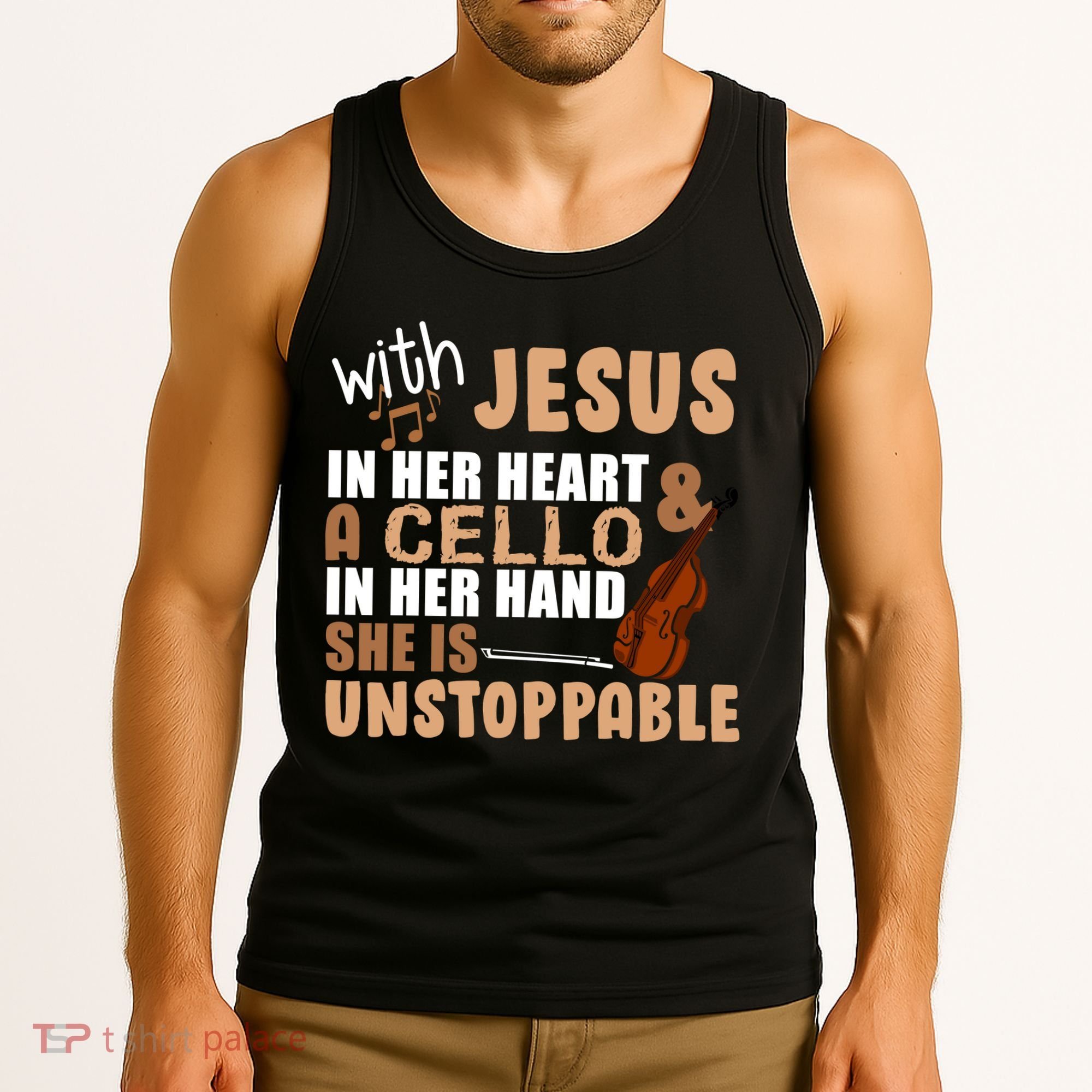 Jesus In Her Heart Cello In Her Hand Tank Top
