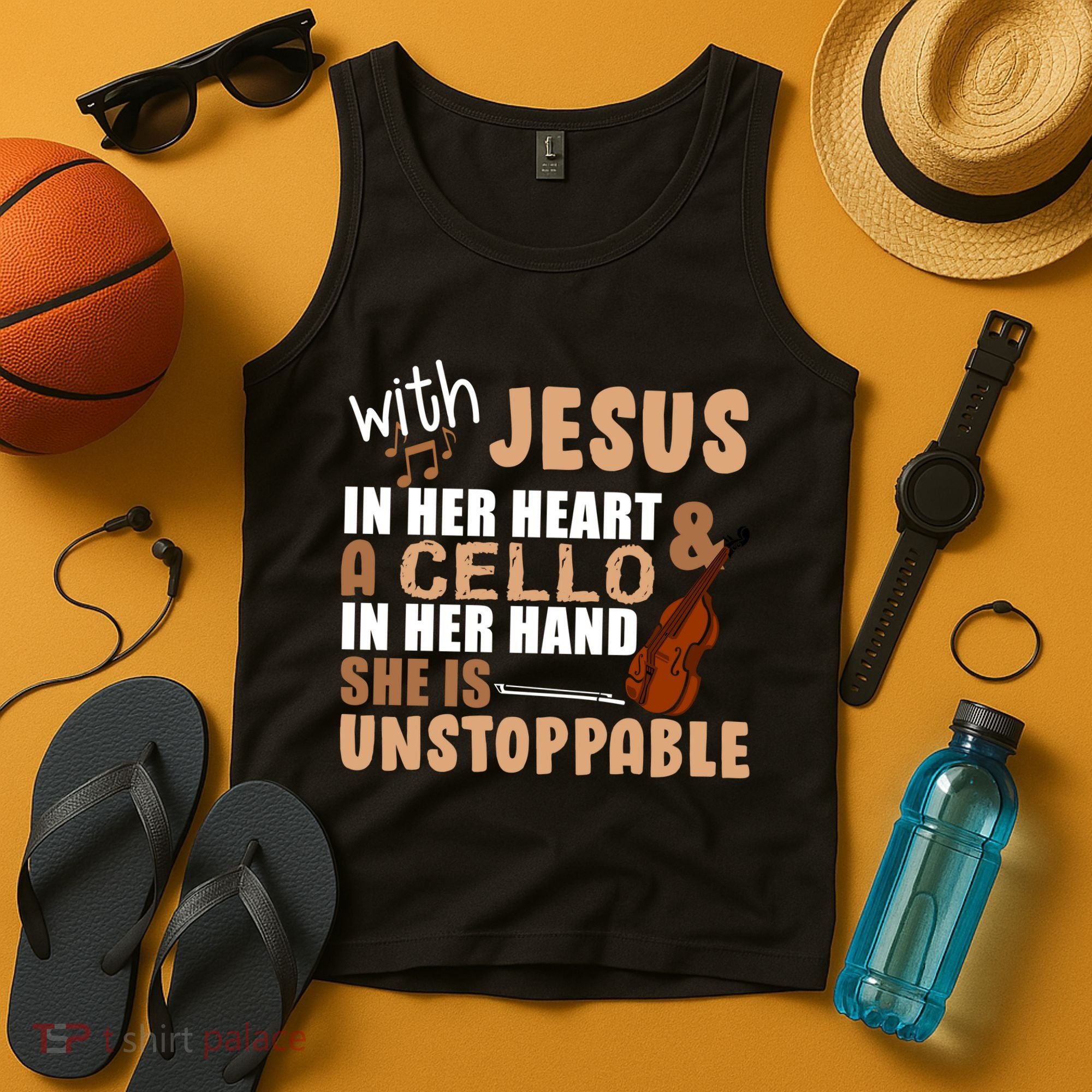 Jesus In Her Heart Cello In Her Hand Tank Top