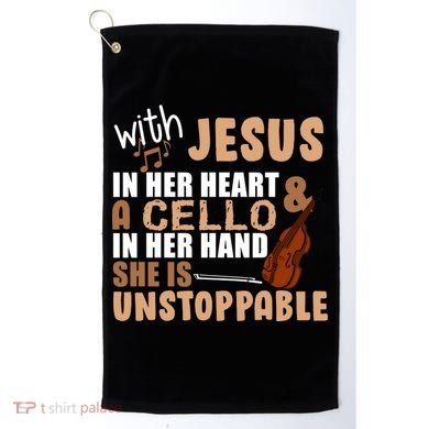 Jesus In Her Heart Cello In Her Hand Golf Towel