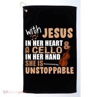 Jesus In Her Heart Cello In Her Hand Golf Towel thumb 0