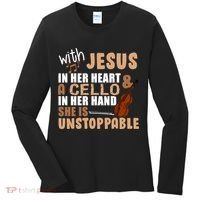 Jesus In Her Heart Cello In Her Hand Women's Long Sleeve Shirt thumb 0