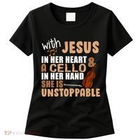 Jesus In Her Heart Cello In Her Hand Women's T-Shirt thumb 0