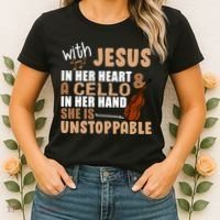 Jesus In Her Heart Cello In Her Hand Women's T-Shirt thumb 2