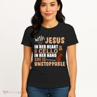 Jesus In Her Heart Cello In Her Hand Women's T-Shirt thumb 4