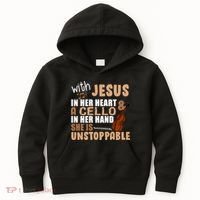 Jesus In Her Heart Cello In Her Hand Kids Hoodie thumb 0