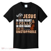 Jesus In Her Heart Cello In Her Hand Kids T-Shirt thumb 0
