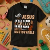 Jesus In Her Heart Cello In Her Hand Kids T-Shirt thumb 3