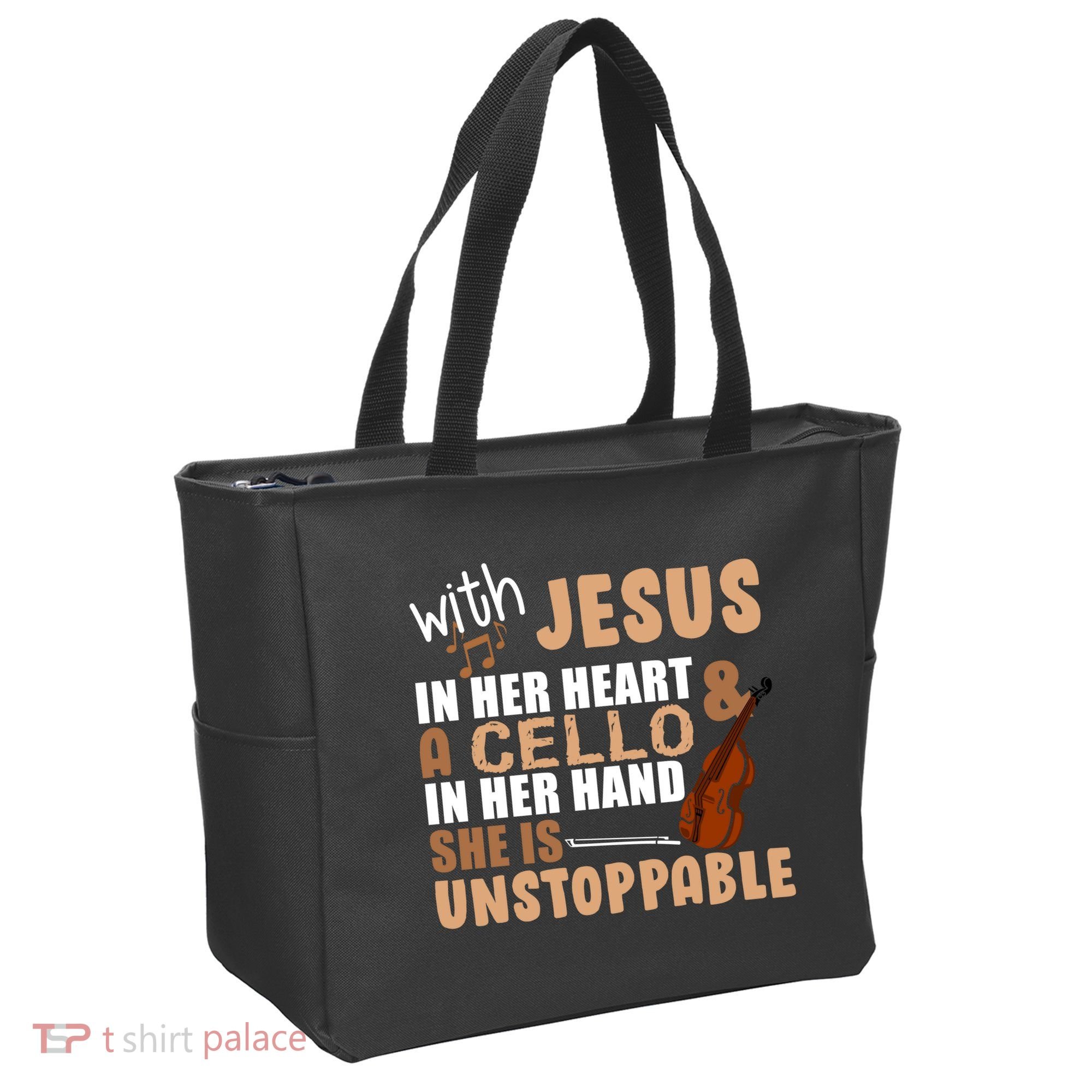 Jesus In Her Heart Cello In Her Hand Tote Bag