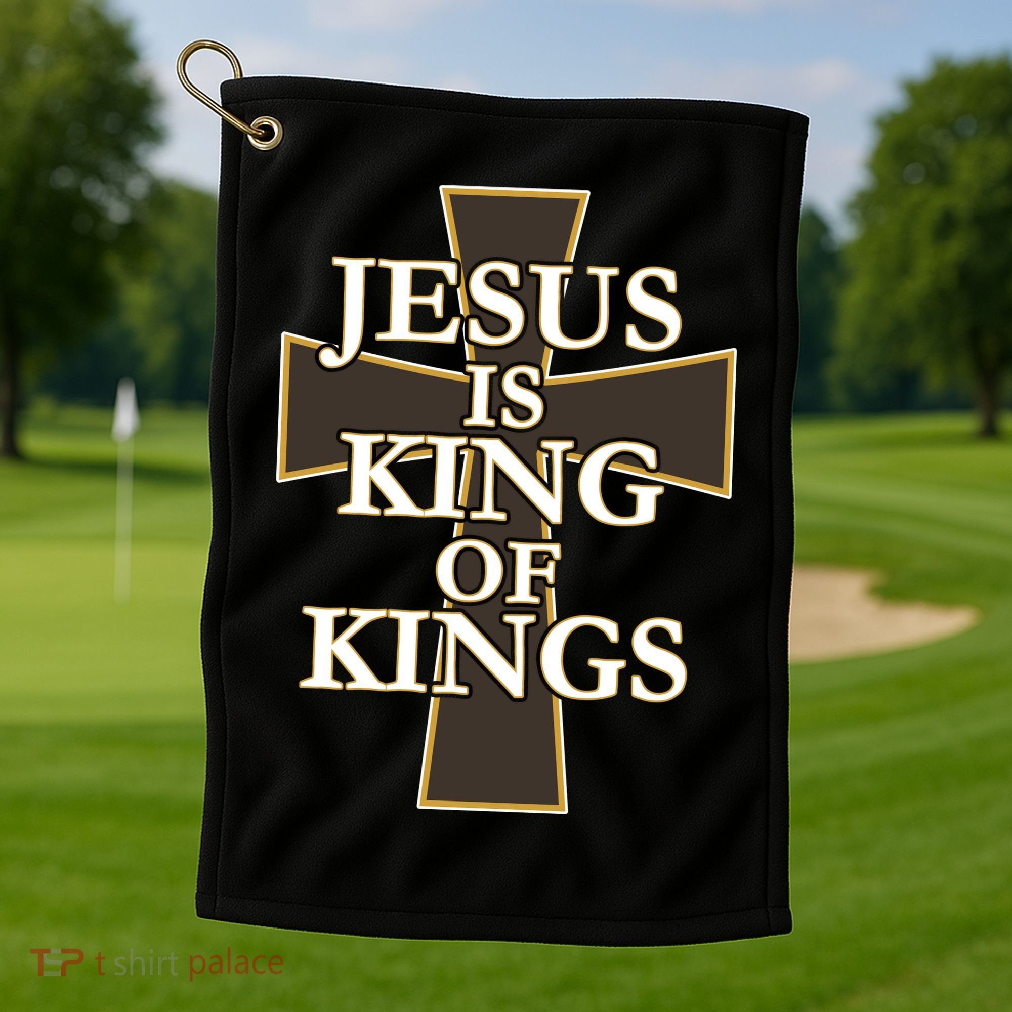 Jesus Is King of Kings Cross Religious Golf Towel