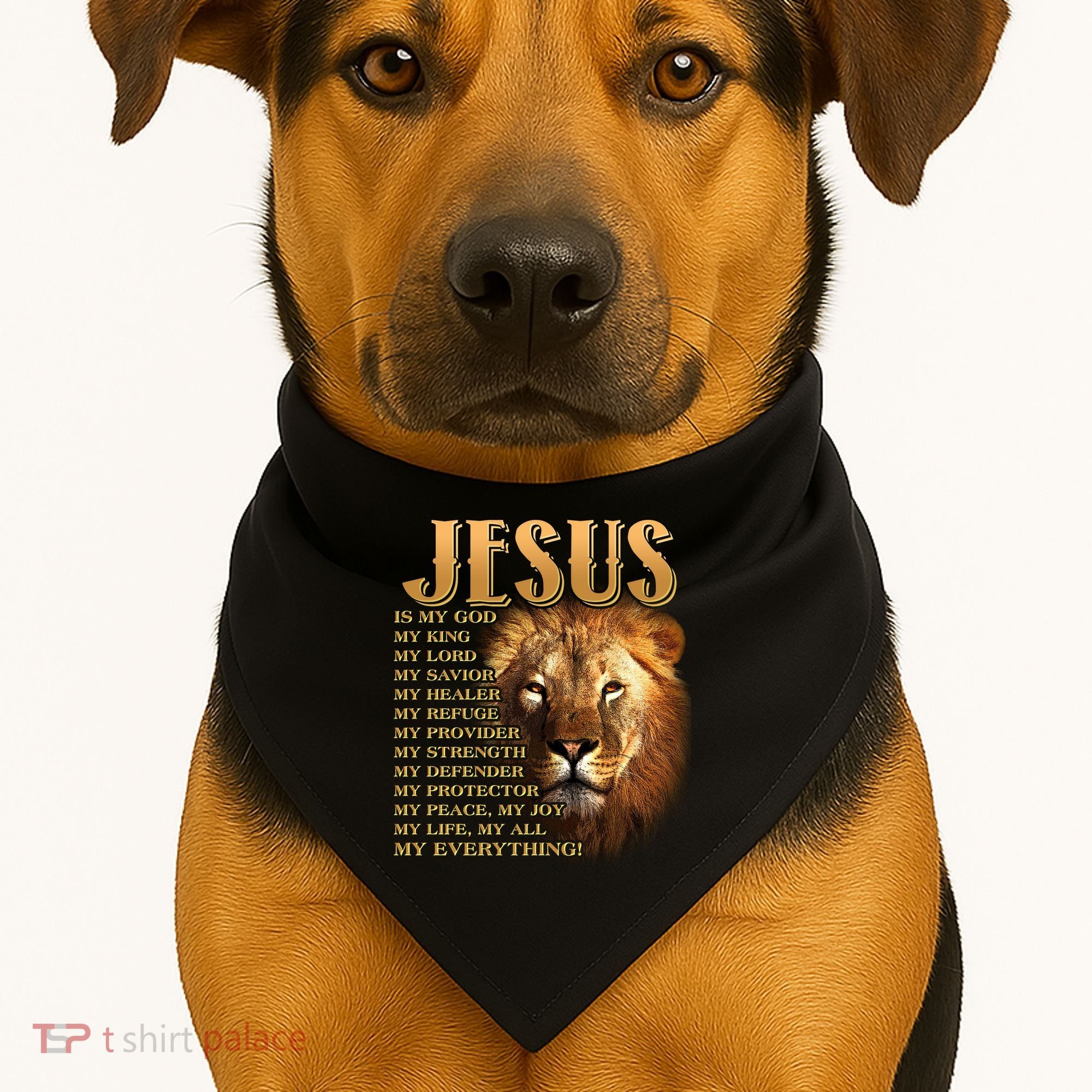 Jesus Is My God My King Lion USA-Made Doggie Bandana