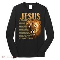 Jesus Is My God My King Lion Long Sleeve Shirt thumb 0