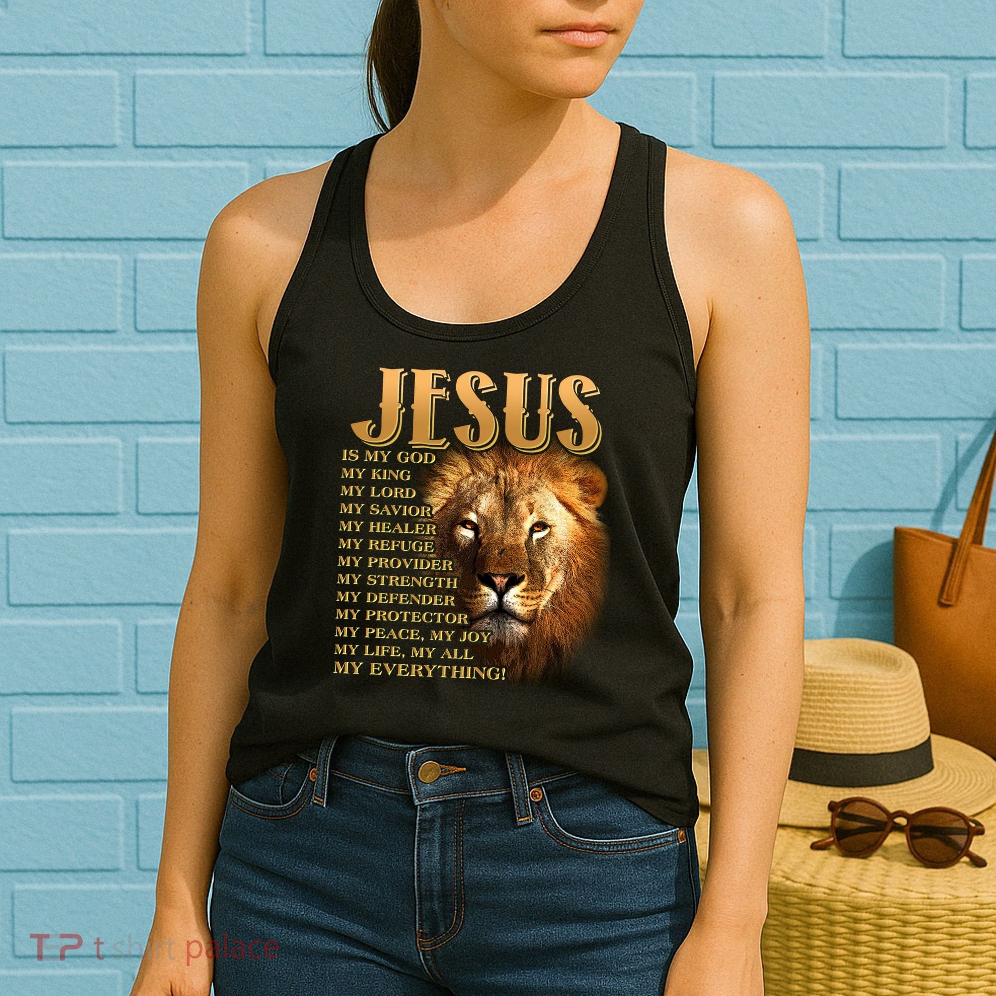 Jesus Is My God My King Lion Women's Tank Top