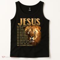 Jesus Is My God My King Lion Tank Top thumb 2