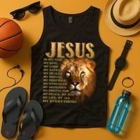 Jesus Is My God My King Lion Tank Top thumb 4