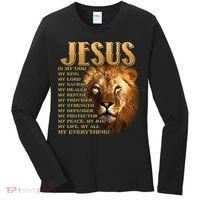 Jesus Is My God My King Lion Women's Long Sleeve Shirt thumb 0