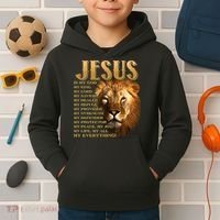 Jesus Is My God My King Lion Kids Hoodie thumb 2