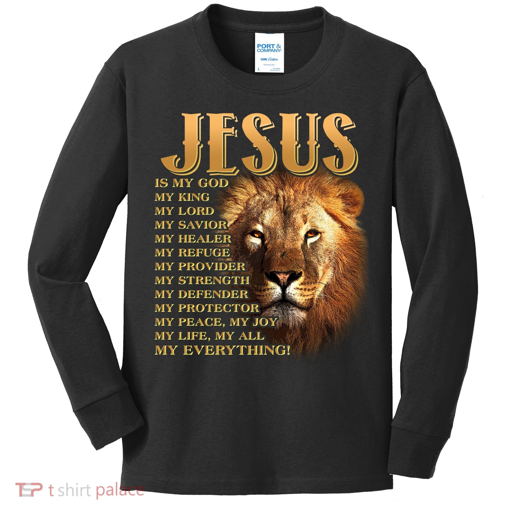Jesus Is My God My King Lion Kids Long Sleeve Shirt
