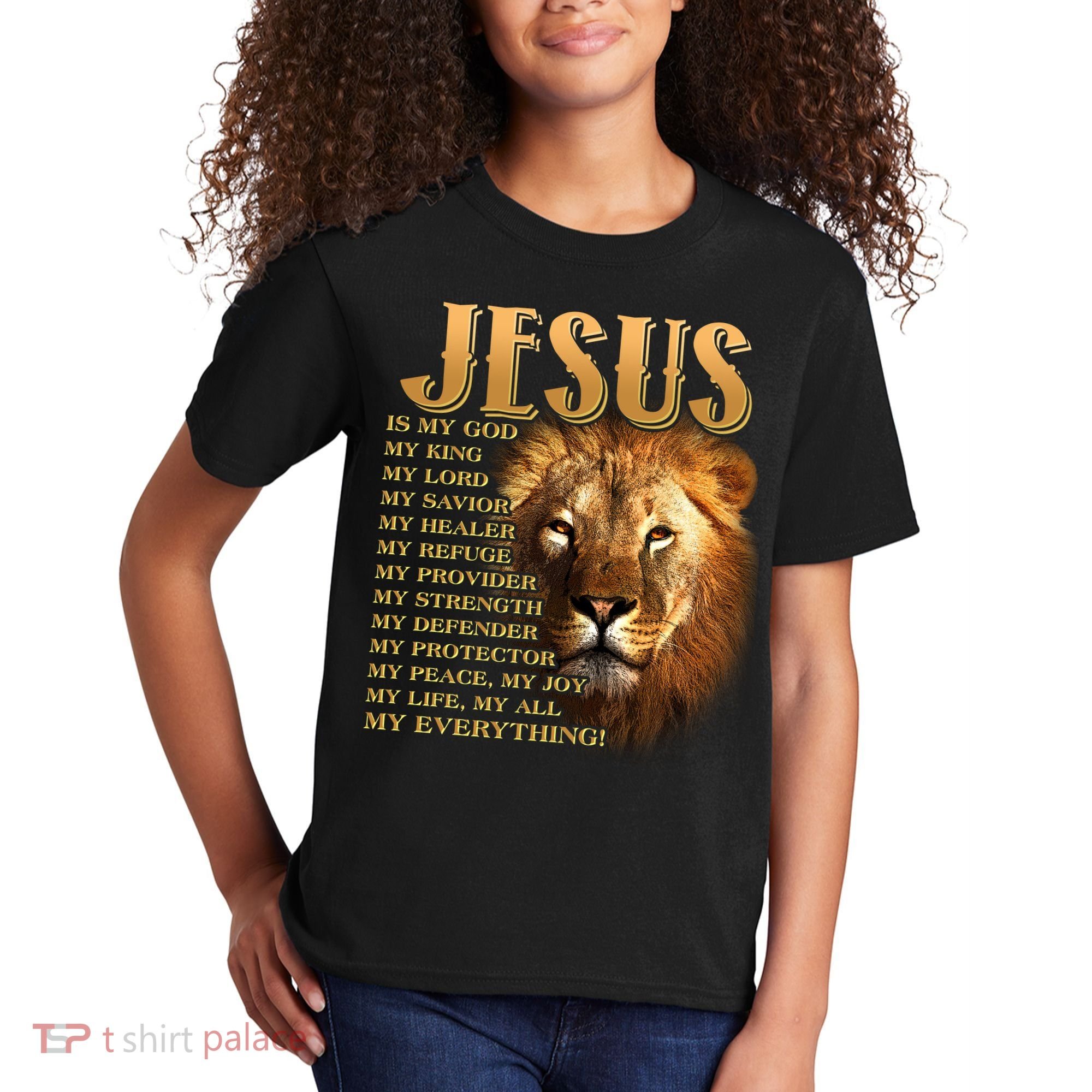 Jesus Is My God My King Lion Kids T-Shirt