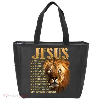 Jesus Is My God My King Lion Tote Bag
