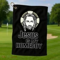 Jesus Is My Homeboy Golf Towel thumb 1