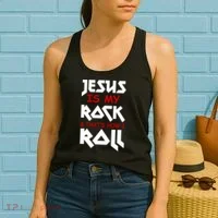 Jesus Is My Rock & Roll Women's Tank Top thumb 2