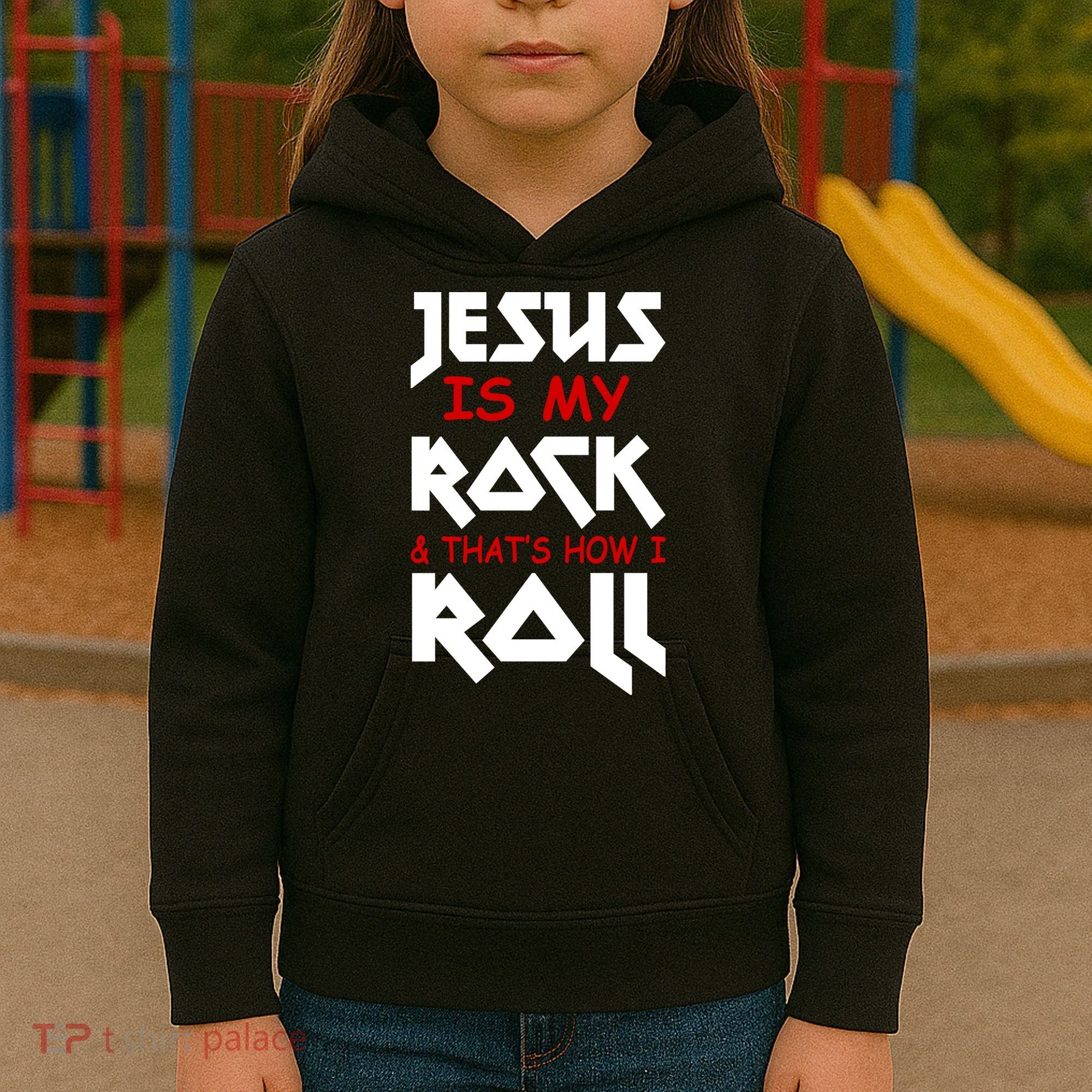 Jesus Is My Rock & Roll Kids Hoodie