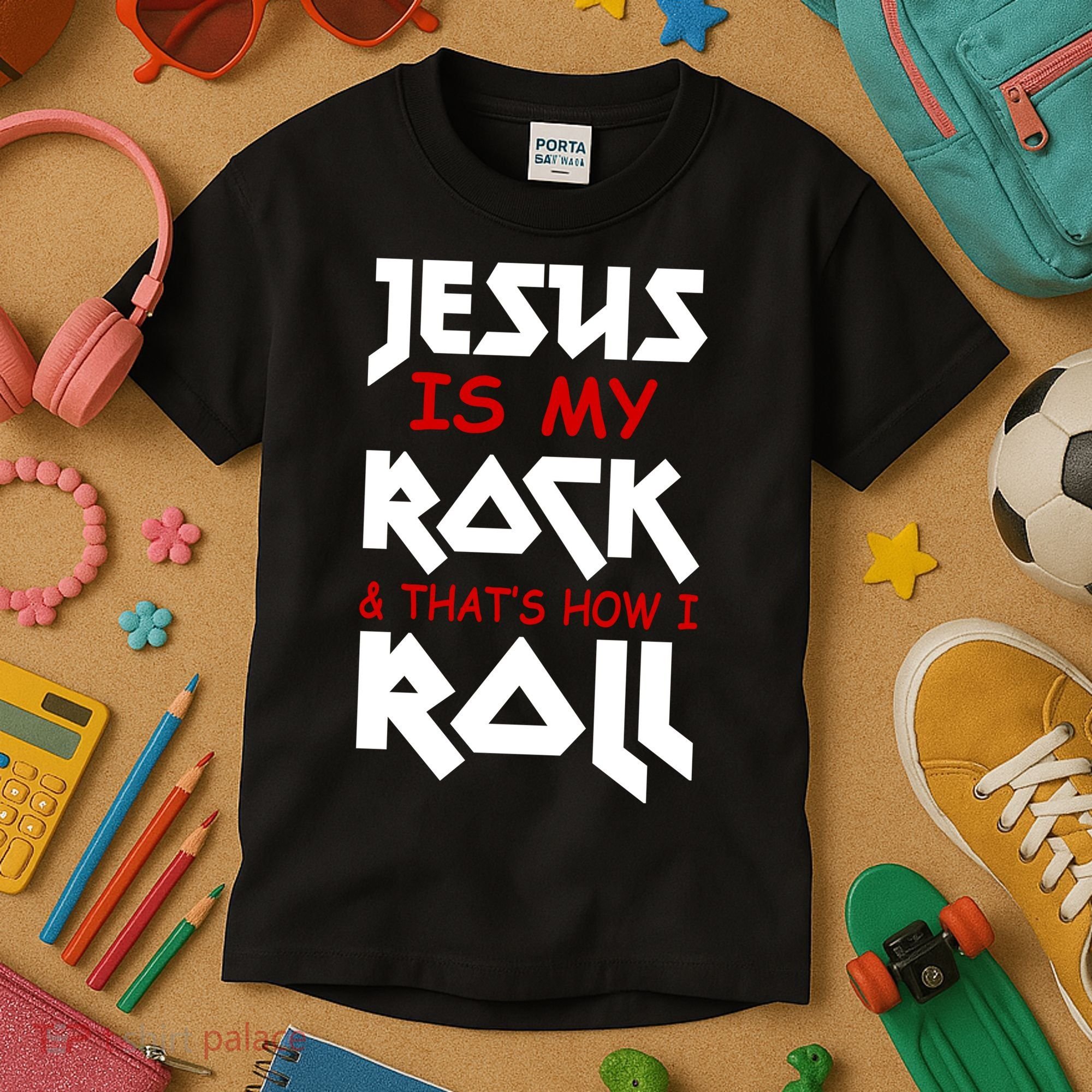 Jesus Is My Rock & Roll Kids T-Shirt