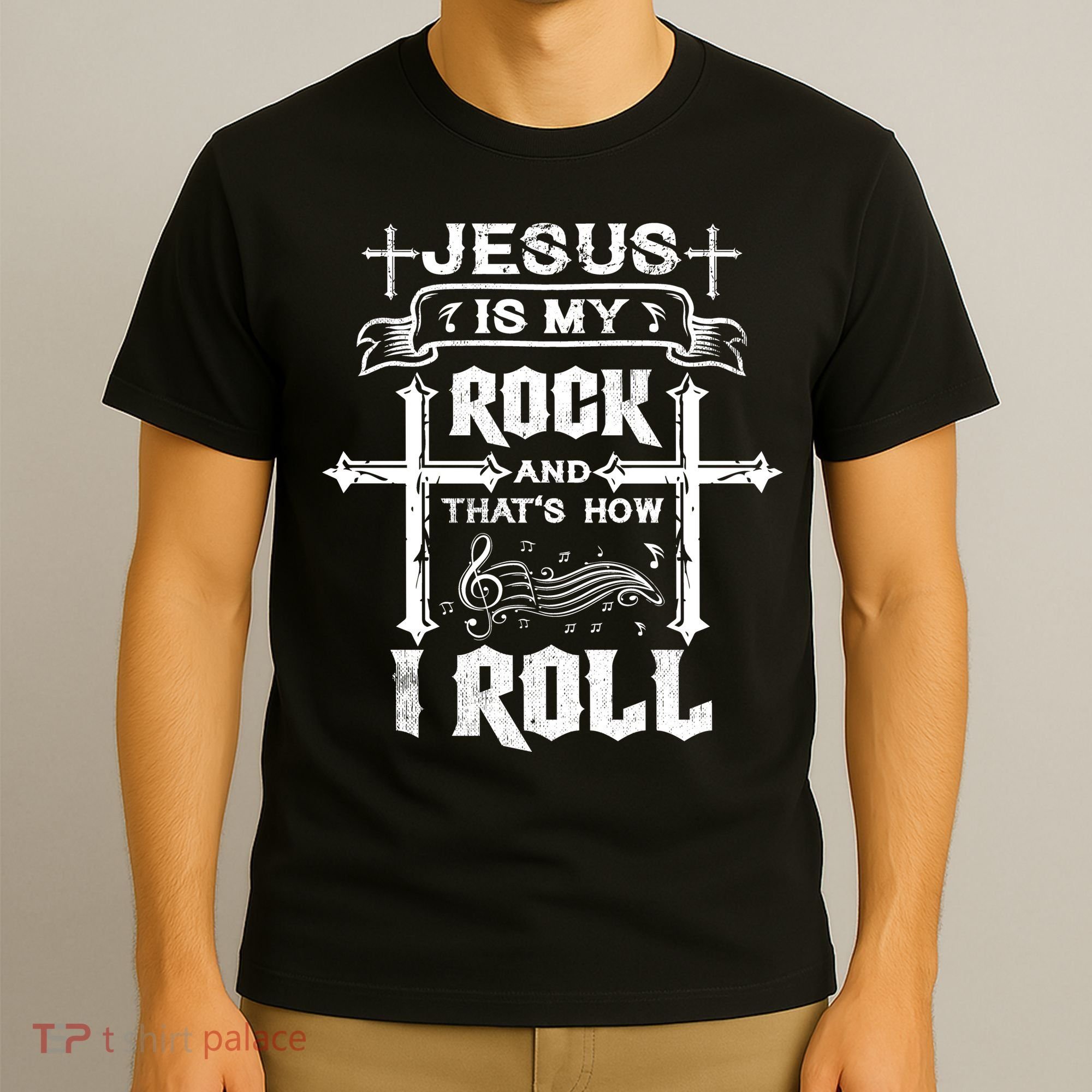 Jesus Is My Rock And Roll Christian  T-Shirt