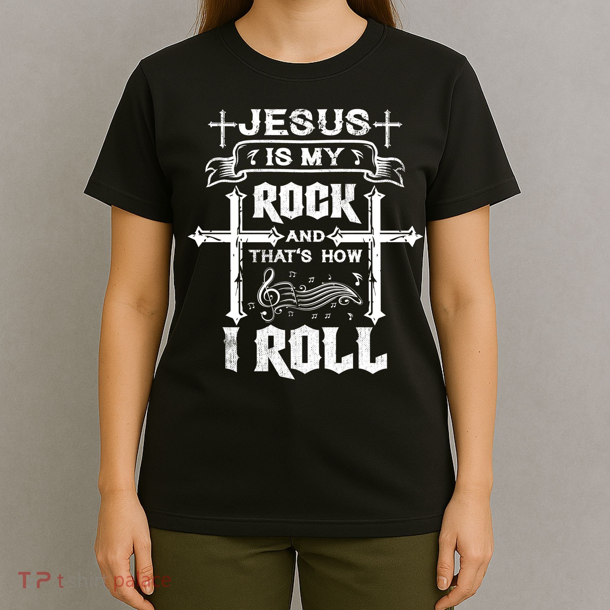 Jesus Is My Rock And Roll Christian  T-Shirt