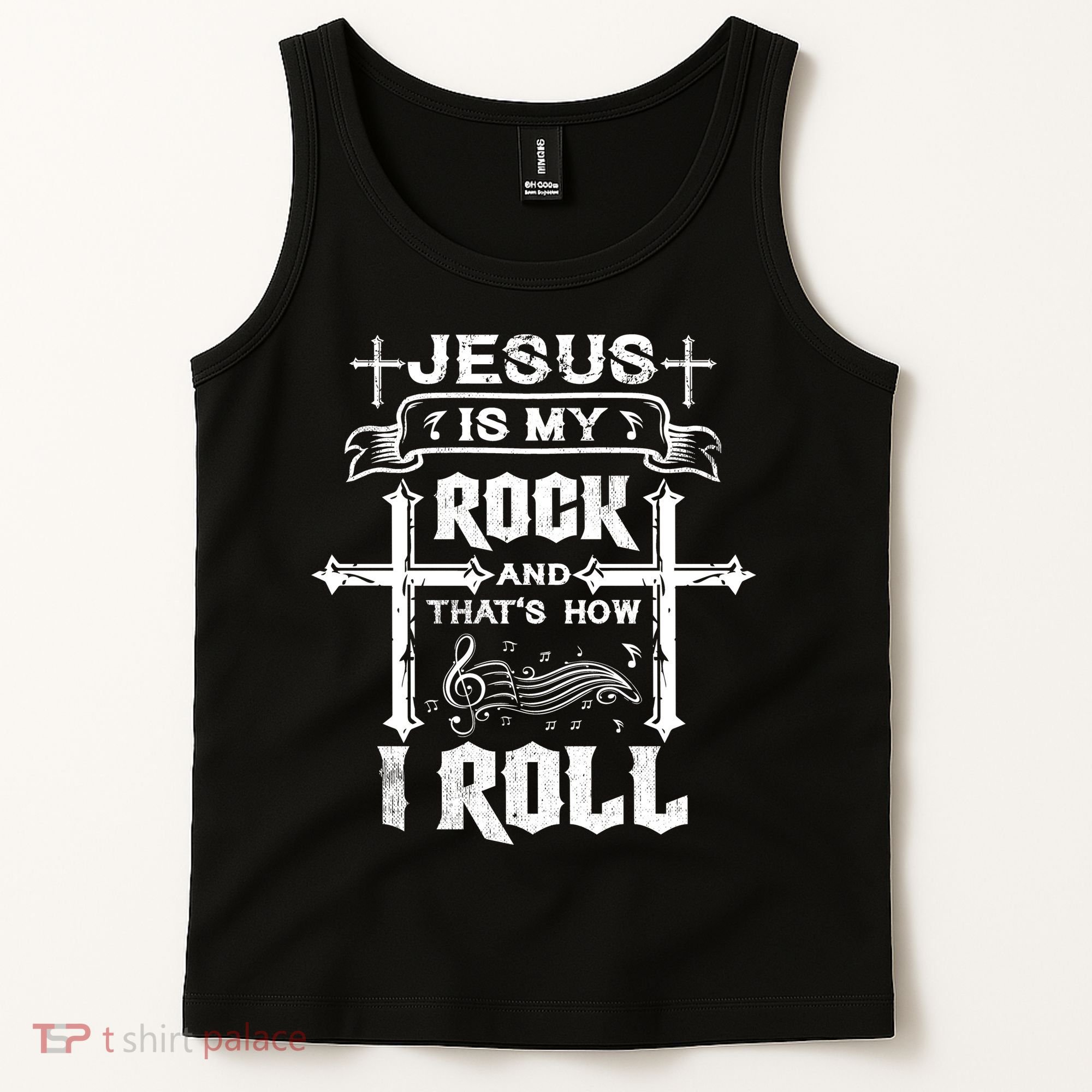 Jesus Is My Rock And Roll Christian  Tank Top