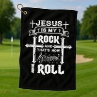 Jesus Is My Rock And Roll Christian  Golf Towel thumb 1