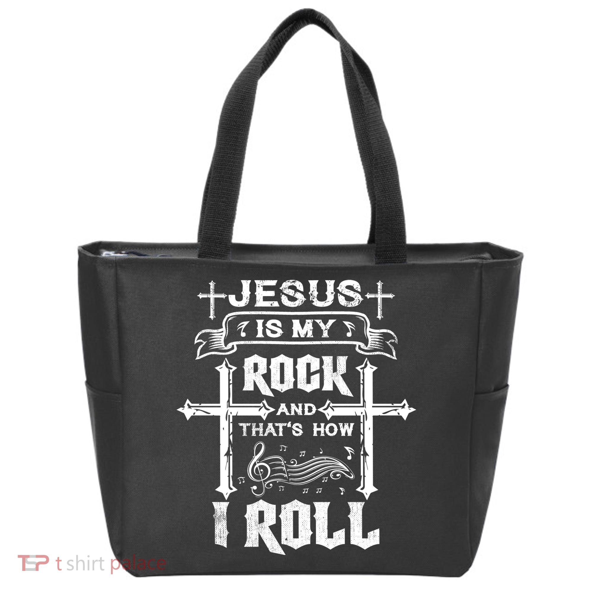 Jesus Is My Rock And Roll Christian  Tote Bag