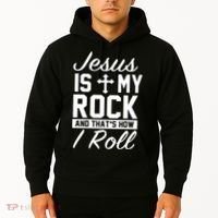 Jesus Is My Rock And That's How I Roll Hoodie thumb 2