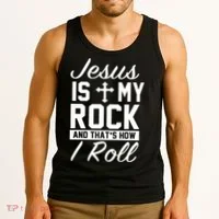 Jesus Is My Rock And That's How I Roll Tank Top thumb 3