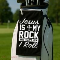 Jesus Is My Rock And That's How I Roll Golf Towel thumb 2