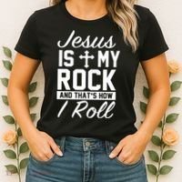 Jesus Is My Rock And That's How I Roll Women's T-Shirt thumb 2