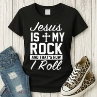 Jesus Is My Rock And That's How I Roll Women's T-Shirt thumb 3