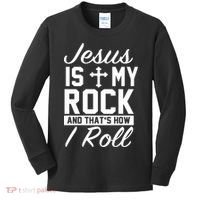 Jesus Is My Rock And That's How I Roll Kids Long Sleeve Shirt thumb 0