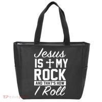 Jesus Is My Rock And That's How I Roll Tote Bag thumb 0