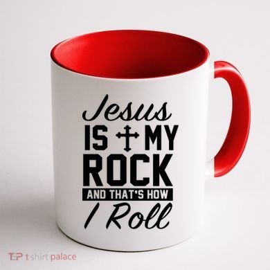 Jesus Is My Rock And That's How I Roll Coffee Mug back
