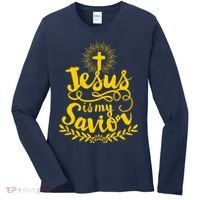 Jesus Is My Savior Cross Christian Women's Long Sleeve Shirt thumb 0